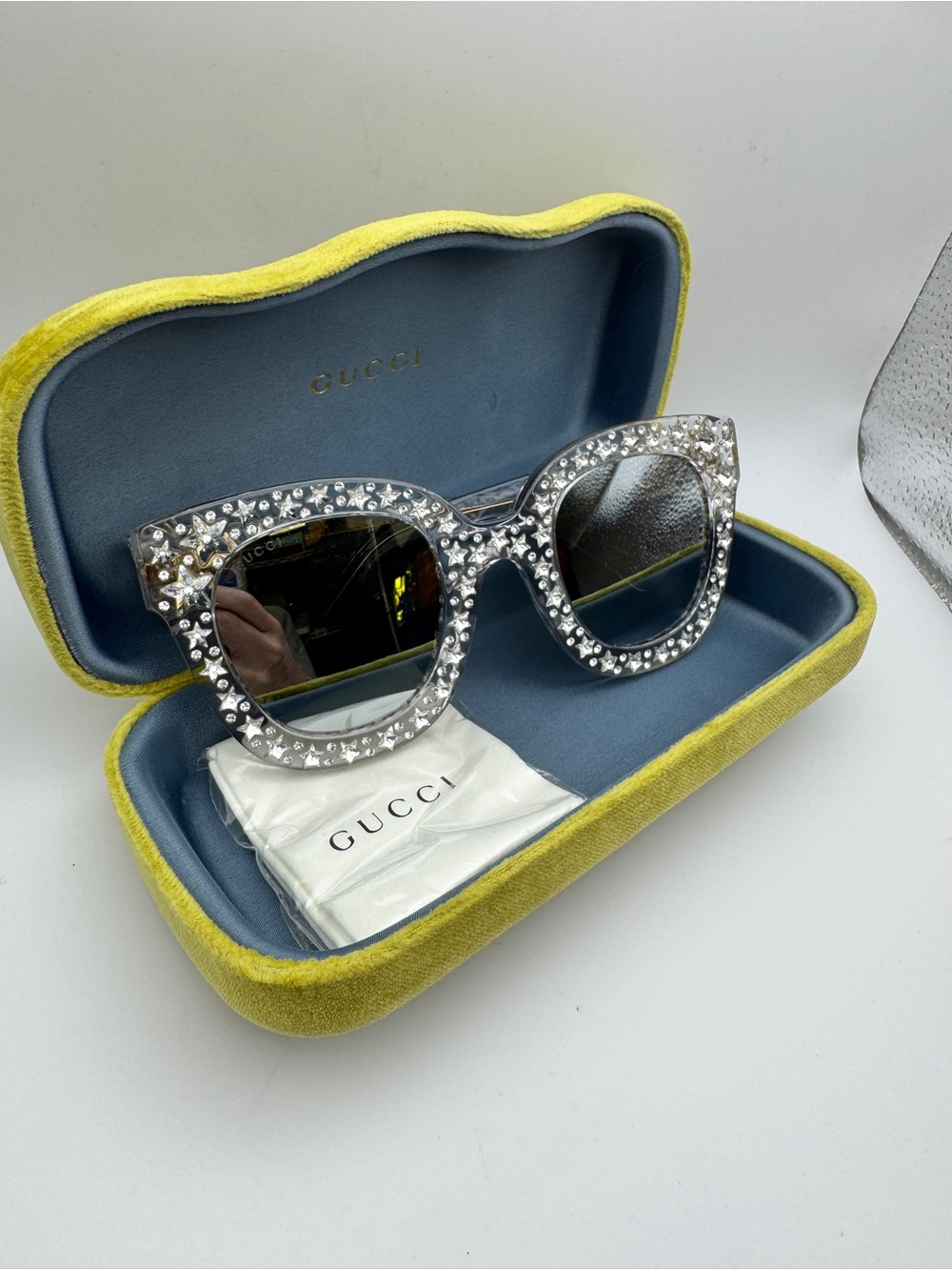 Gucci Oversized Crystal-Embellished Cat-Eye Sunglasses GG0116S